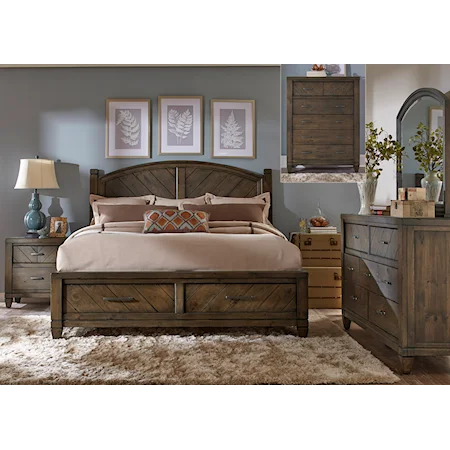 King Storage Bed, Dresser & Mirror, Chest, N/S